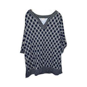 Charter Club Navy and White Patterned shirt